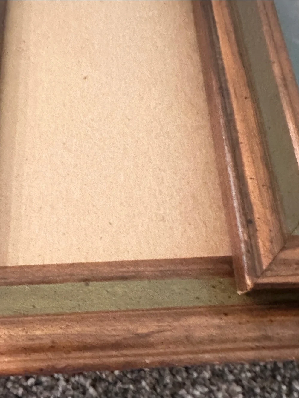 Lot of 2 vintage wood frames with green trim